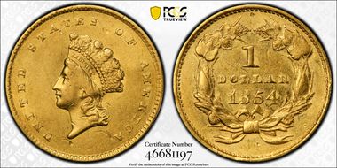 1854 G$1 Type 2 AU50