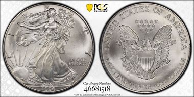 1996 $1 Silver Eagle MS67