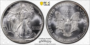 1994 $1 Silver Eagle MS68