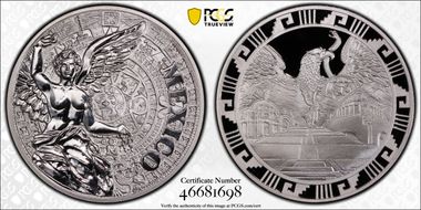 (2016)-Mo Medal "Mexican Elements" Ag 1oz Later Type PR69DCAM