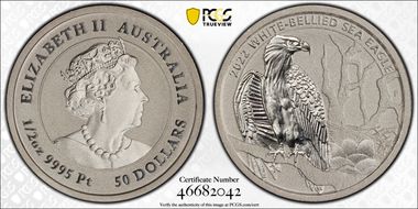 2022-P $50 White-Bellied Sea Eagle Pt MS70