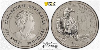2022-P $50 White-Bellied Sea Eagle Pt MS70