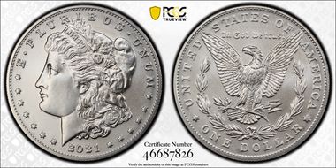 2021 $1 Morgan Dollar 100th Anniversary MS70