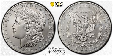 2021-S $1 Morgan Dollar 100th Anniversary MS70