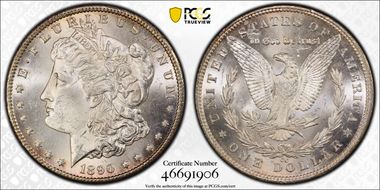 1890-CC $1 Tailbar MS63