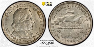 1893 50C Columbian AU55
