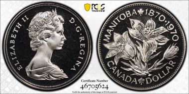 1970 $1 Manitoba Ni PL67CAM