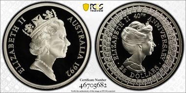 1992 $25 Princess Anne PR69DCAM