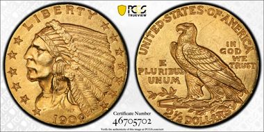 1909 $2.50 AU58