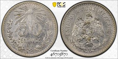 1916-M 50C KM-445  Ag AU55