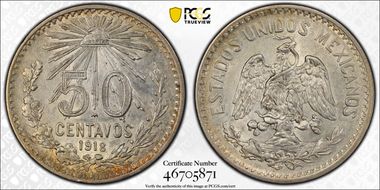 1918-M 50C KM-445  Ag AU58