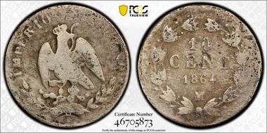 1864-M 10C Maximiliano I N1