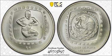 1998-Mo 5 Peso El Luchador - Matte MS68