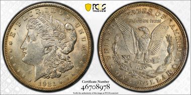 1921 $1 Morgan AU58