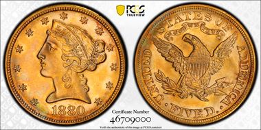 1880 $5 MS65