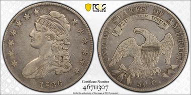 1836 50C Lettered Edge VF30