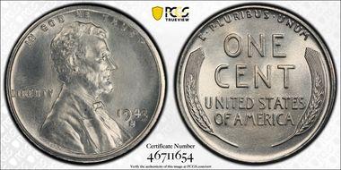 1943-S 1C MS67