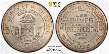 1933 CO SC$1 HK-869, Century of Progress MS63