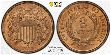 1866 2C MS65+ RB