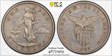 1905-S Peso Allen-16.06 Curved Serif XF40
