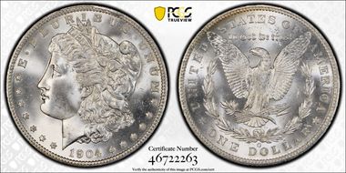 1904-O $1 VAM 4B, Fishhook MS66