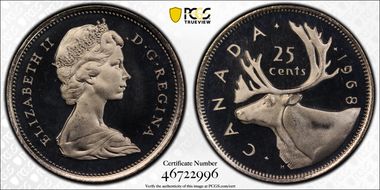 1968 25C Nickel PL66DCAM