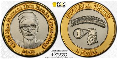 2008 1 Ewai X#1 Ewaala Tribal Coinage Matte CuNi MS69