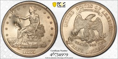 1875-S T$1 Chopmarked MS61