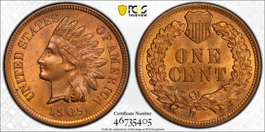 1909 1C Indian MS64RB