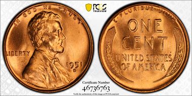 1951-D 1C MS67RD