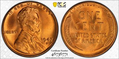 1947-D 1C MS67RD