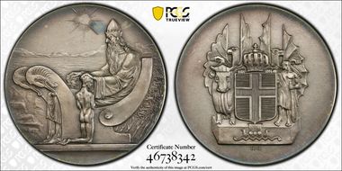 (1930) 10 Kr X-3 1000 Years Althing Ag Matte MS64