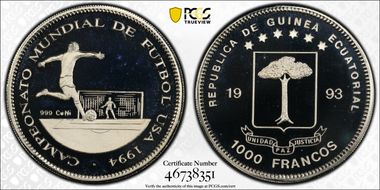 1993 1000 Fr KM-131 World Cup 1994 PR68DCAM