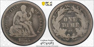 1875-CC 10C Mintmark Above Bow VG10