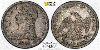 1839 50C Capped Bust VF30