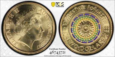 2017-C $2 Lest We Forget Colorized MS70