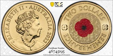 2022-C $2 Remembrance Day Colorized MS67