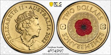 2022-C $2 Remembrance Day Colorized MS67