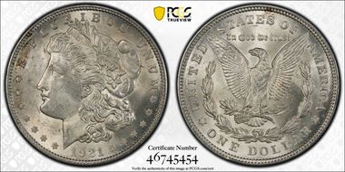1921 $1 Morgan MS63