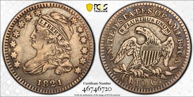 1821 10C Small Date XF40