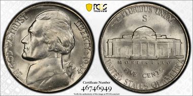 1944-S 5C MS66FS