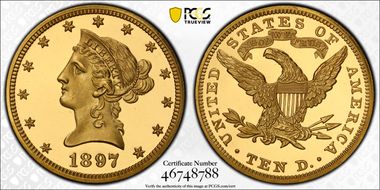 1897 $10 PR66DCAM