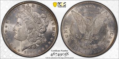 1878 7/8TF $1 VAM 41C, Clashed Obverse Weak 7/4 MS64