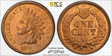 1872 1C Shallow N  FS-901 MS65RB