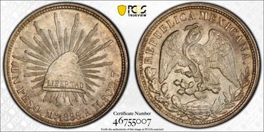 1898-Mo AM Peso Restrike KM-409.2 MS64