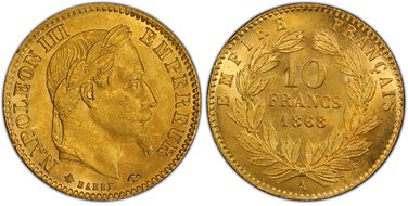 1868-A 10 Fr Gad-1015 MS64