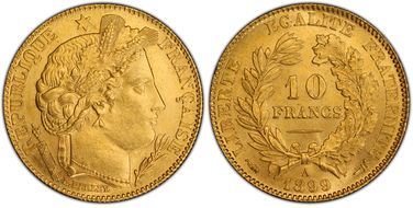 1899-A 10 Fr Gad-1016 F-508 Cérès MS65