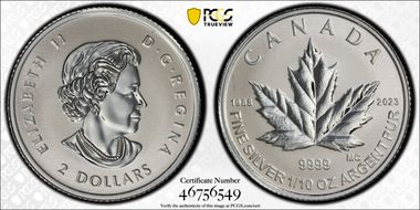 2023 $2 Maple Leaf Rev Proof Fractional Set PR70