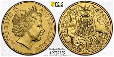 2016 50C Gilt Cu-Ni MS69