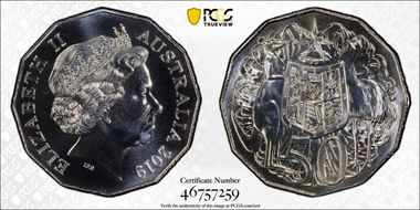 2019 50C Dodecagon 50C 50th Ann. I. Rank Broadley Effigy MS68